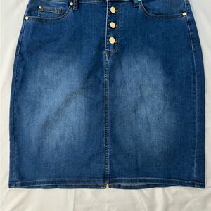 Jones New York Denim Button-Front Pencil Skirt